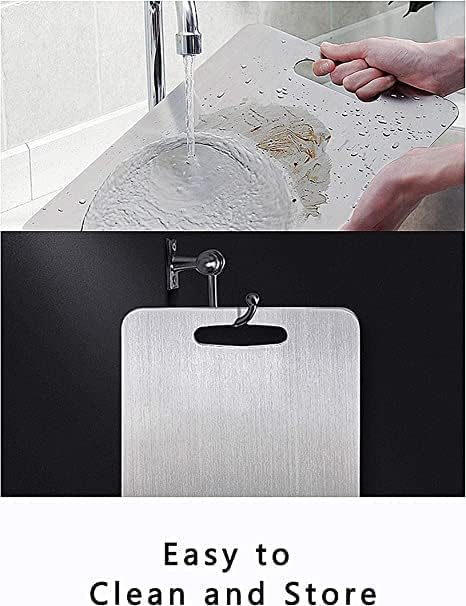 Medium Rectangular Stainless Steel Chopping Board for Kitchen - Free 2 Steel Straw - 20 x 30 cm