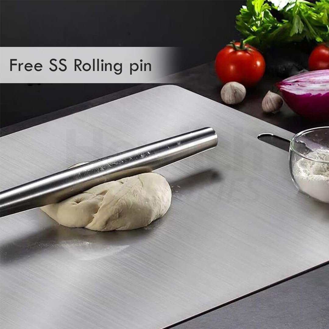 Large 304 Stainless Stainless Steel Countertop - 50x40cm - Free Rolling Pin