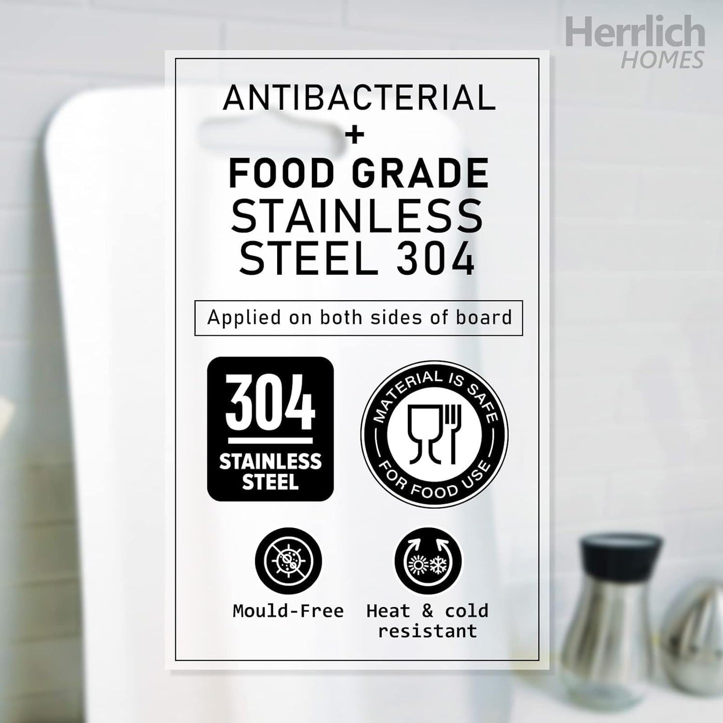 Large Rectangular Stainless Steel Chopping Board for Kitchen - Free 2 Steel Straw - 25 x 35 cm