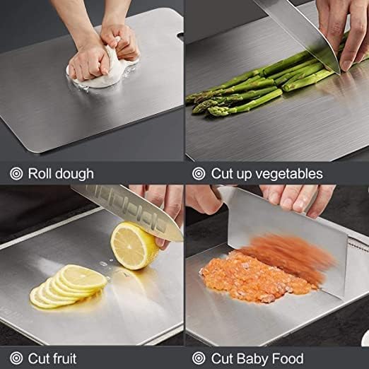 Medium Rectangular Stainless Steel Chopping Board for Kitchen - Free 2 Steel Straw -  20 x 30 cm