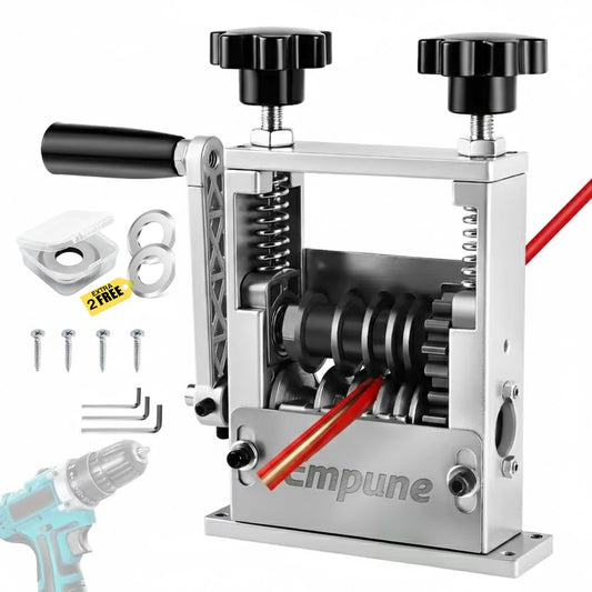 6-IN-1 Manual Wire Stripper Machine Drill-Operated Wire Stripper Tool with Hand Crank 3-17mm Dia Cable, Manual Wire Stripping Machine with 6 Tracks & 5 Carbide Blade